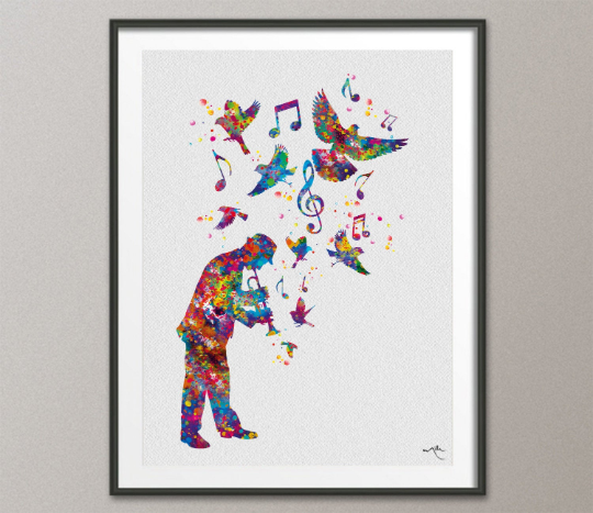 Trumpet Player Man Watercolor Print Trumpeters Music Wall Art Party Po Cocomilla