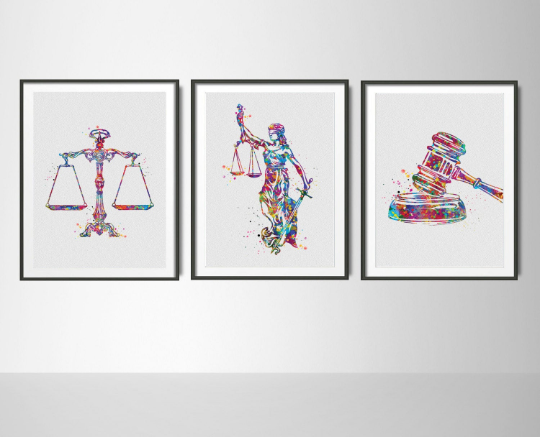 Lawyer Office Decor Watercolor Prints Set of 3 Law Student Gift Pass t –  CocoMilla