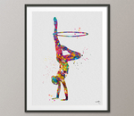 Rhythmic Gymnastics with Hoop Watercolor Print Sports Art Teen Room Dance Nursery Art Sports Gift Girls Bedroom Decor Wall Art for Kids-1303 - CocoMilla