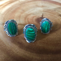 Malachite Crystal ring for travel protection