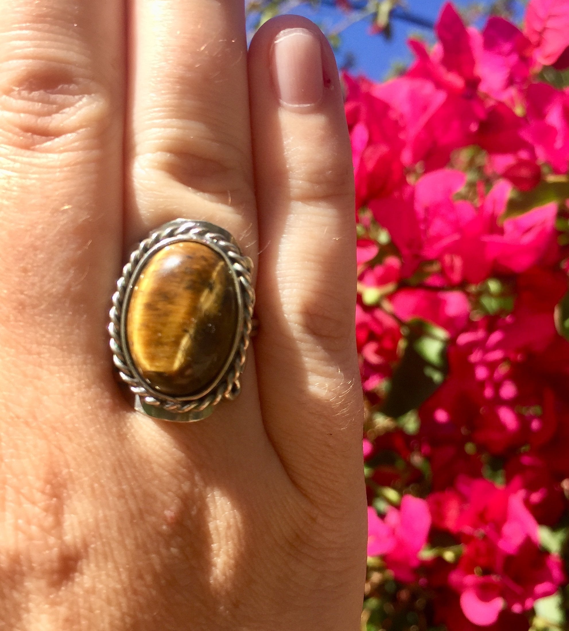 Tiger Eye Crystal Ring Sparkle Rock Pop