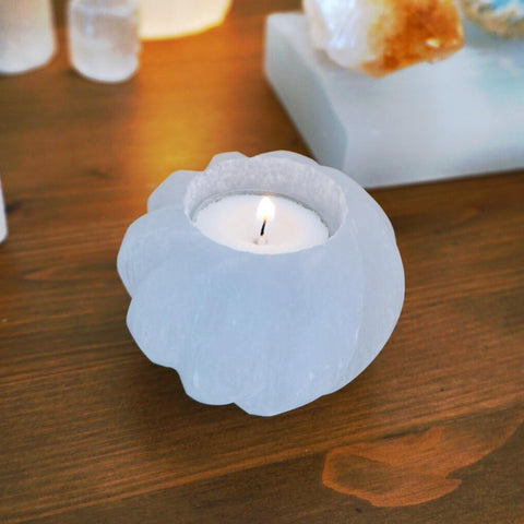 Selenite Swirl Candle Holder