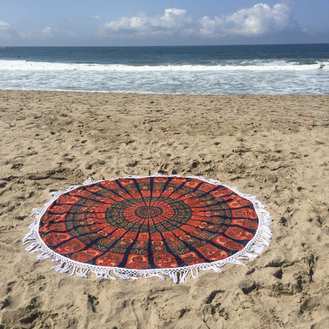 Mandala Tapestry on Beach