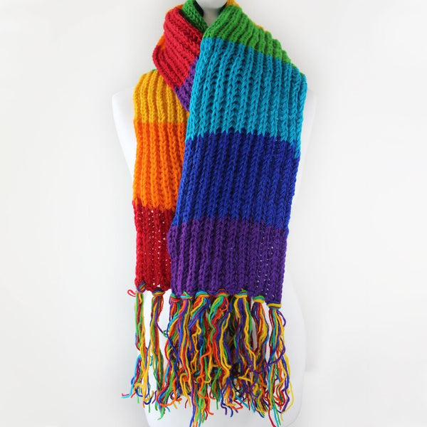 Rainbow Knitted Wool Scarf - The Naughty Shrew