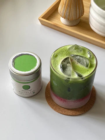 Iced hibiscus matcha