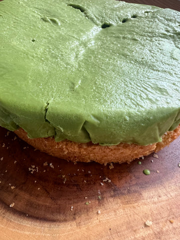 assembling your dairy free ice cream cake with matcha