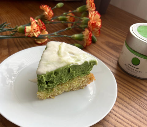 Delicious and dairy-free ice cream cake with matcha