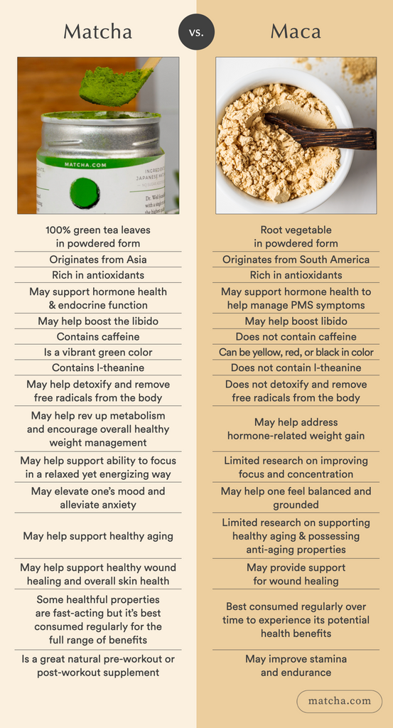 maca vs matcha | matcha powder vs maca powder