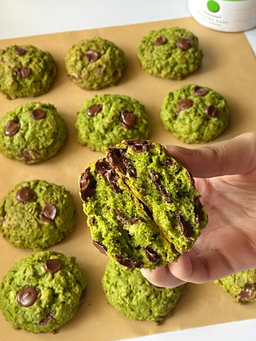 easy matcha oatmeal cookie recipe with chocolate chips