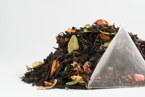 tea sachets usually are pyramid shaped tea bags with some whole and broken tea leaves
