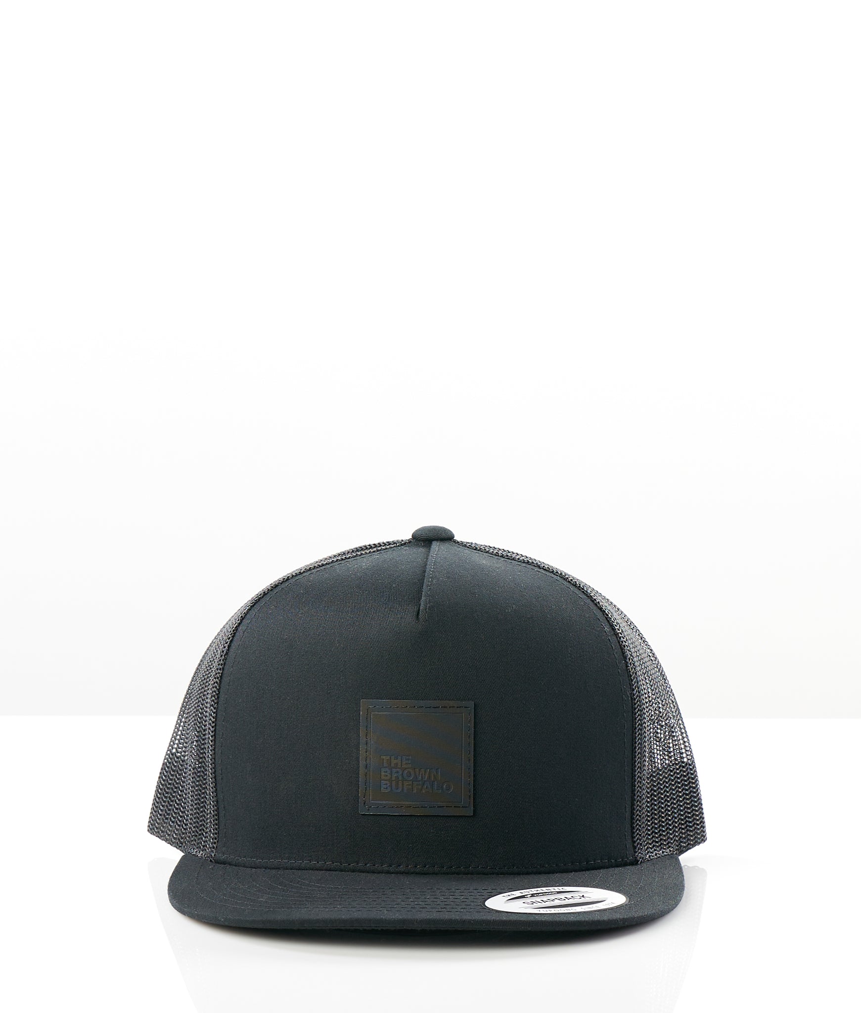 black and brown trucker hat