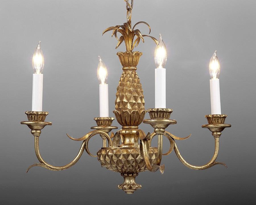 Metal And Wood Pineapple Design Four Light Chandelier Lcfi 34