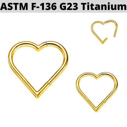 G23 Gold PVD Titanium Heart Shape Hinged Clicker Image 1