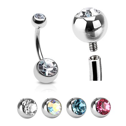 Internally Threaded Double CZ Belly Ring 5+8mm – APM