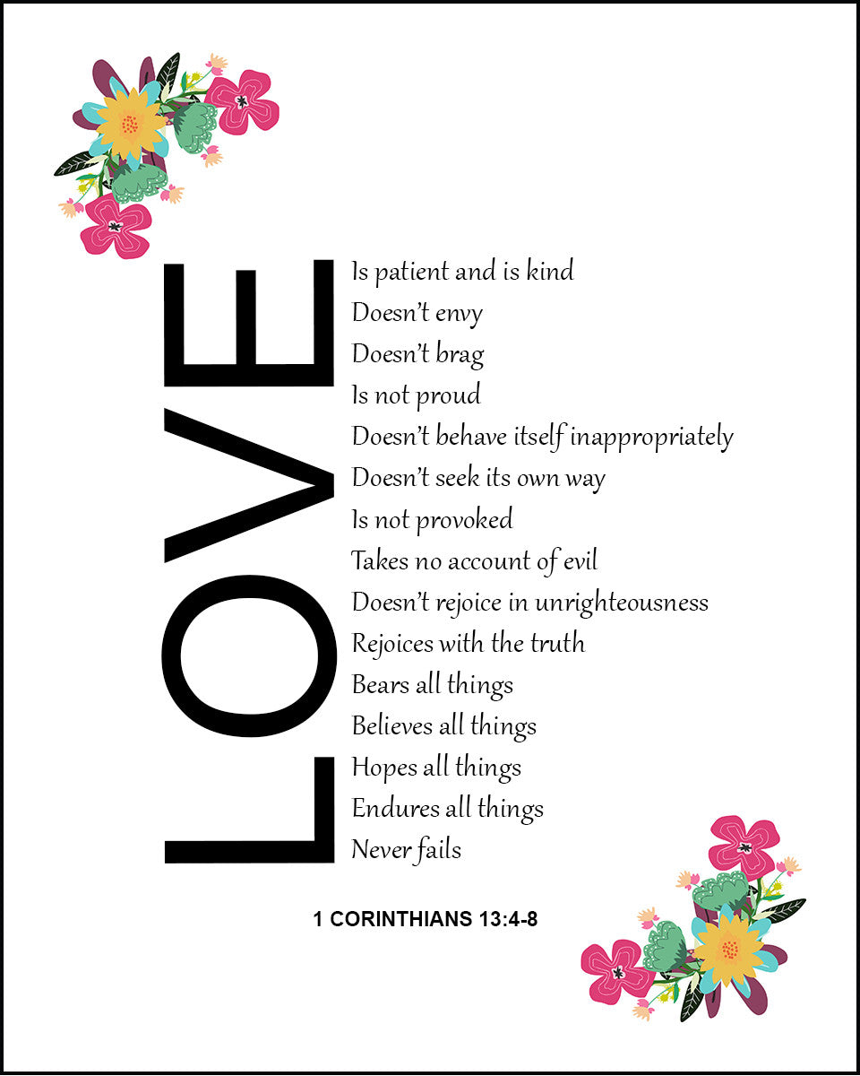 1 Corinthians 1348 Love is Patient Love is Kind Quotes for Couples in  Love Wall Print Unframed 11 x 14 Color Print  Inspirational Gift for  Family  Friends  Amazonin Home  Kitchen