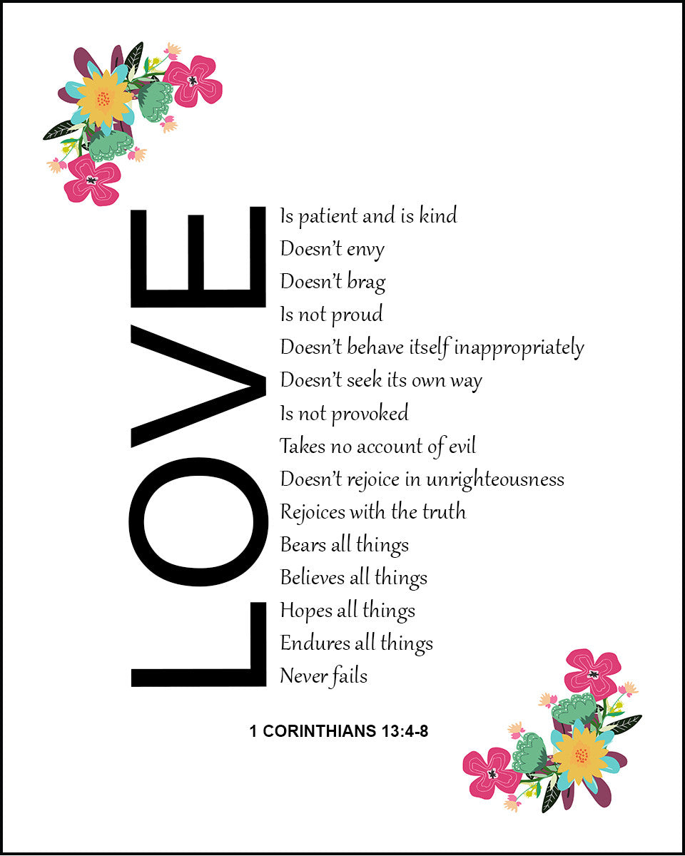 1 Corinthians 134 8 Love Is Patient Free Bible Verse Art
