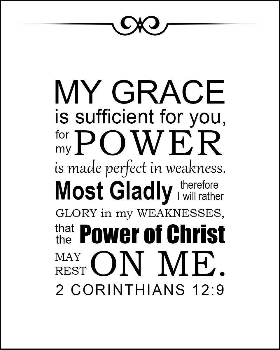 2 Corinthians 129 Power In Weakness Free Bible Verse Art