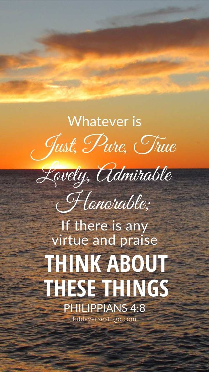 Ocean Sunset Philippians 4 8 Phone Wallpaper Free Bible Verses To Go