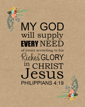 Philippians 4 19 God Will Supply All Your Needs Free Art Downloads Bible Verses To Go