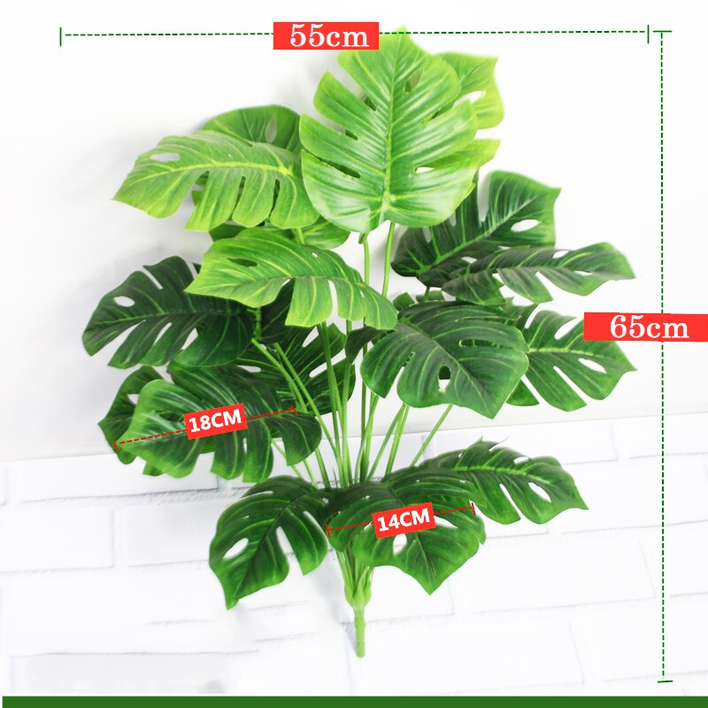 (2 PCS) 65cm 18 Heads Large Artificial Monstera Plants Tropical Palm Tree-8