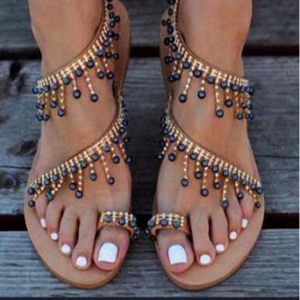 bohemian flat peep toe