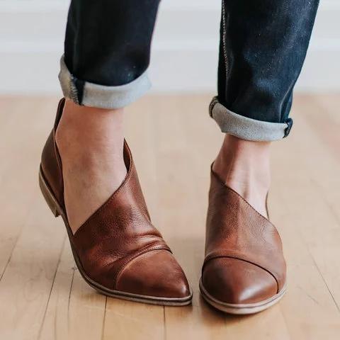 Women PU Sandals Simple Comfort Pointed Toe Shoes - veooy