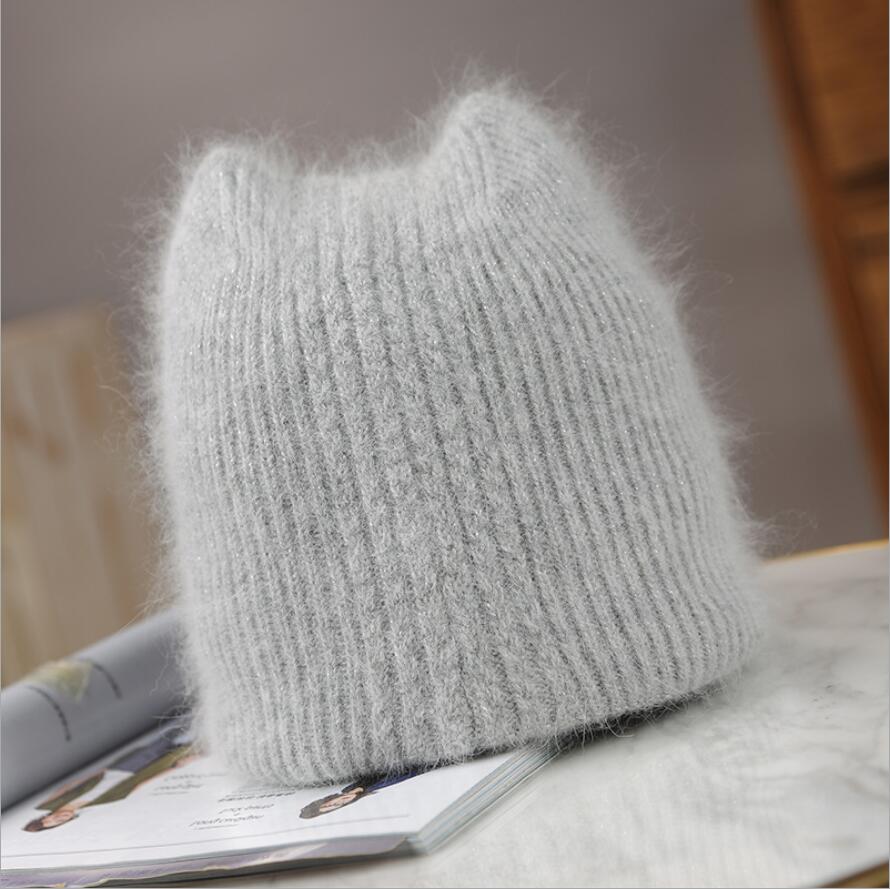 Cute cat ears rabbit fur knitted women&#39;s hood hat/wool cap #PR1080