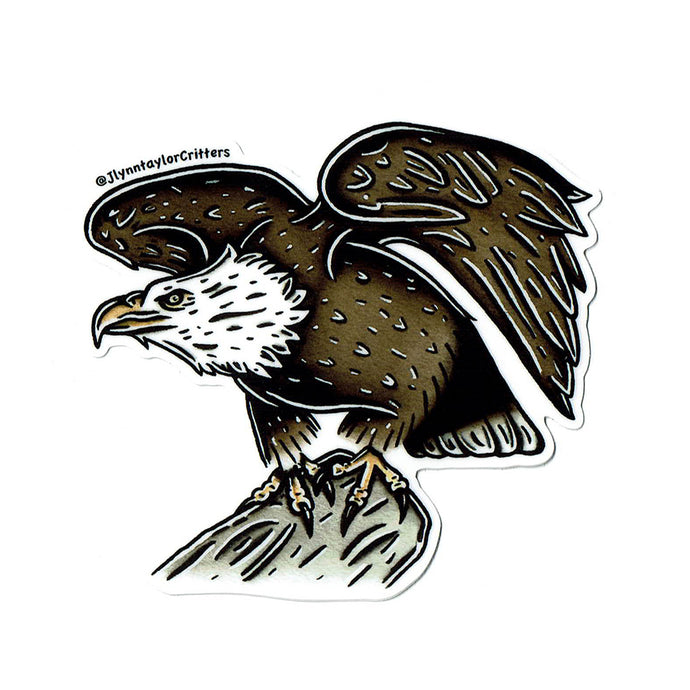 American traditional tattoo flash American Bald Eagle watercolor sticker.