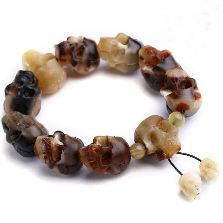 Skull Wrist Mala - Buddhist Wrist Mala Beads with Skull Guru Bead