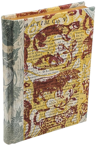 Bewicks Animal lino print on a handmade journal