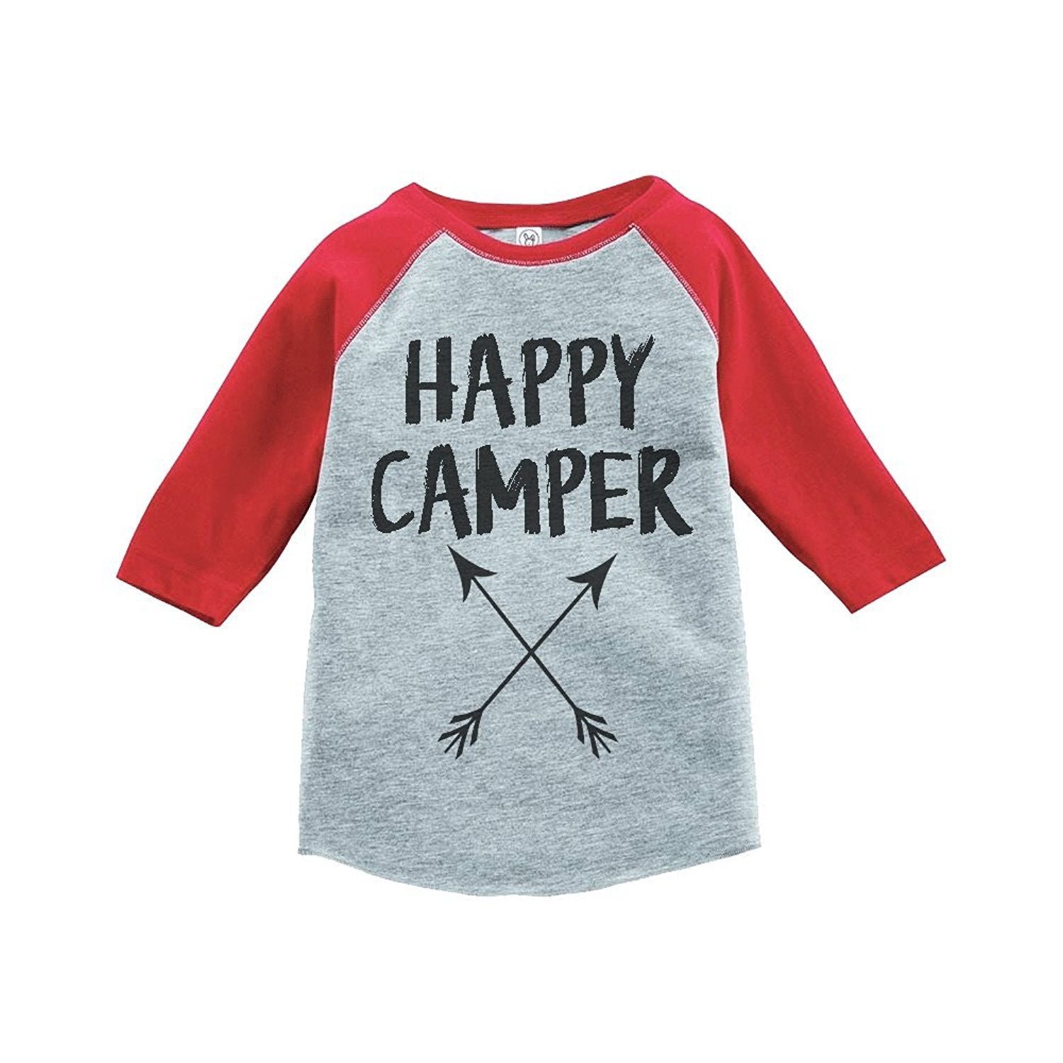 7 ate 9 Apparel Unisex Happy Camper Outdoors Raglan Tee