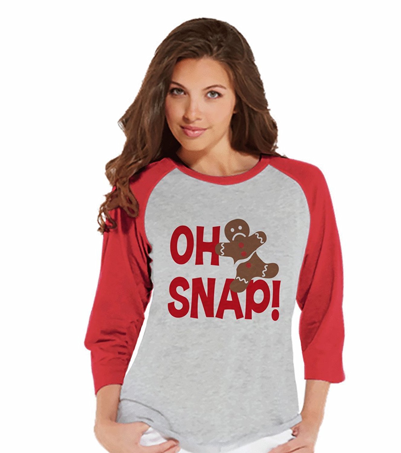 Oh Snap! Gingerbread Man - Women's Red Raglan Tee