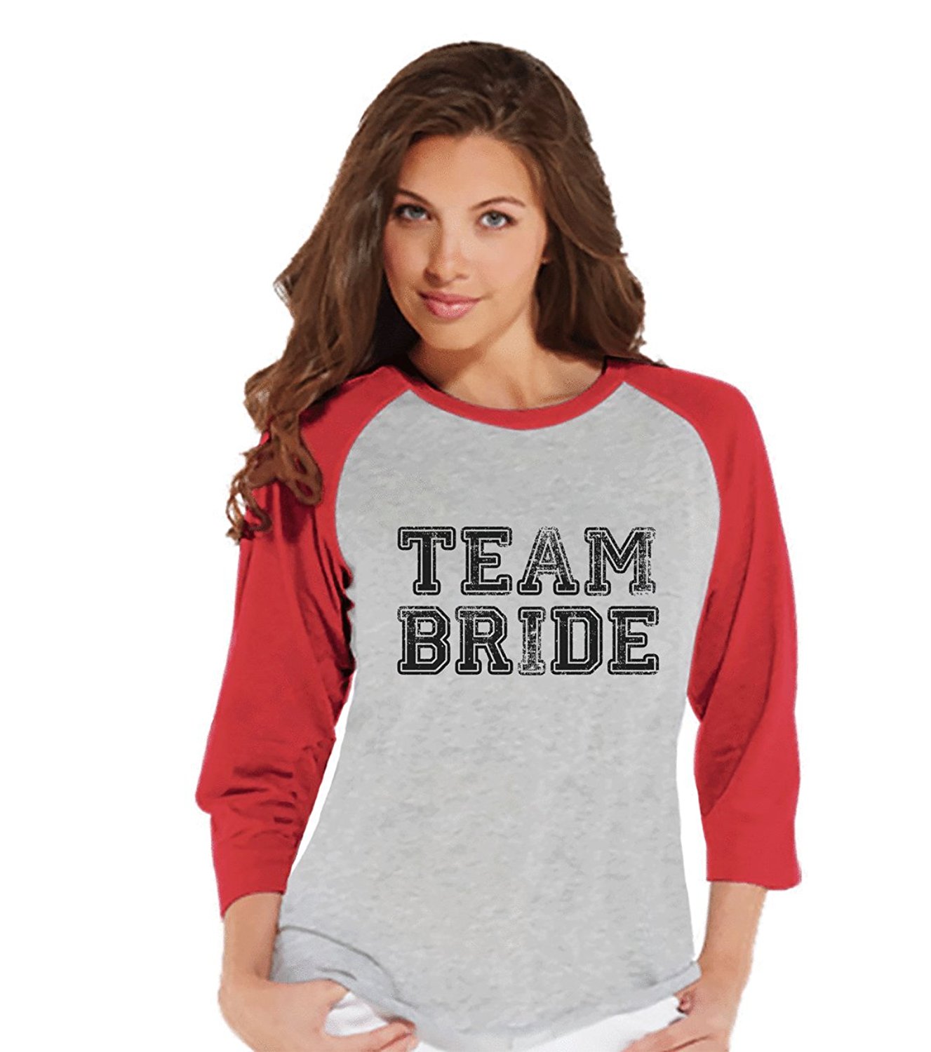 7 ate 9 Apparel Women's Team Bride Baseball Tee