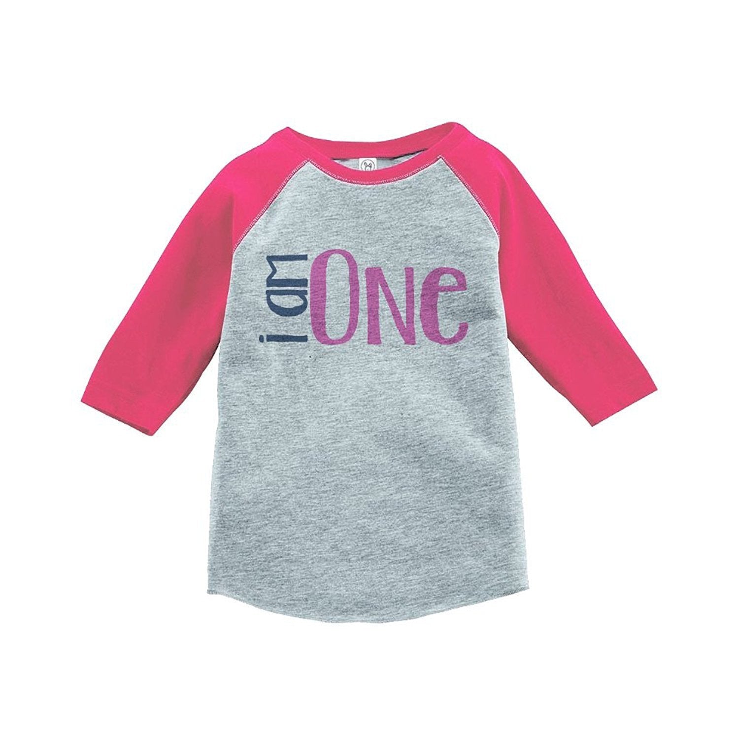 7 ate 9 Apparel Girls' I am One Birthday Vintage Baseball Tee 2T Grey and Pink