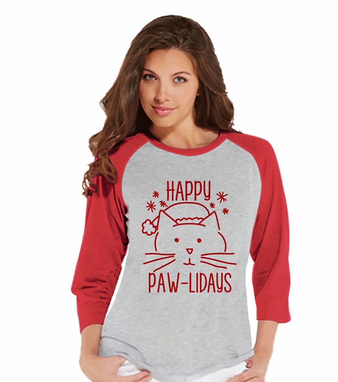 Happy Paw-lidays - Women's Red Raglan Tee