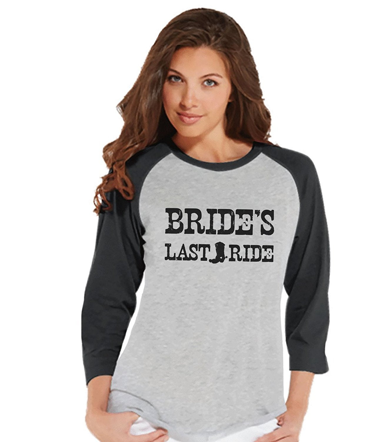 7 ate 9 Apparel Women's Bride's Last Ride Baseball Tee