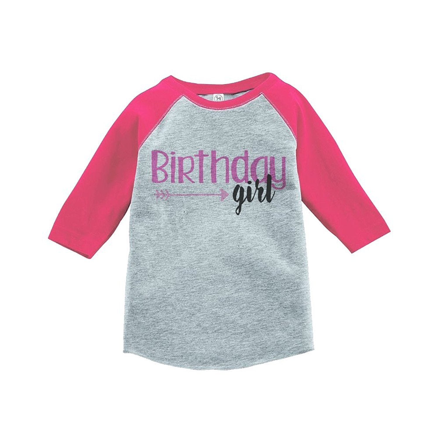 7 ate 9 Apparel Girls' First Birthday ArrowsVintage Baseball Tee 2T Grey and Pink