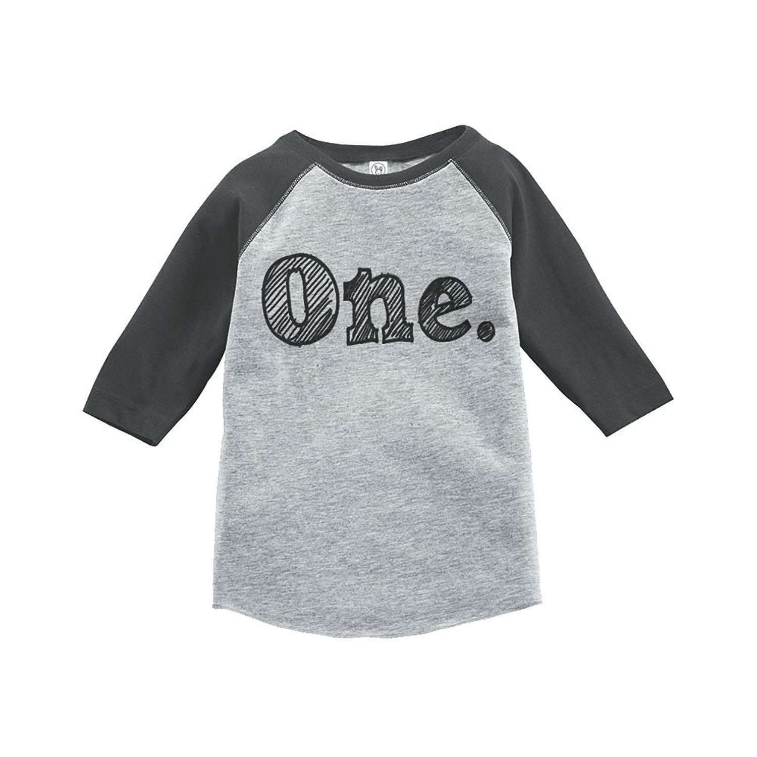 7 ate 9 Apparel Boy's First Birthday One Vintage Baseball Tee Grey and Black