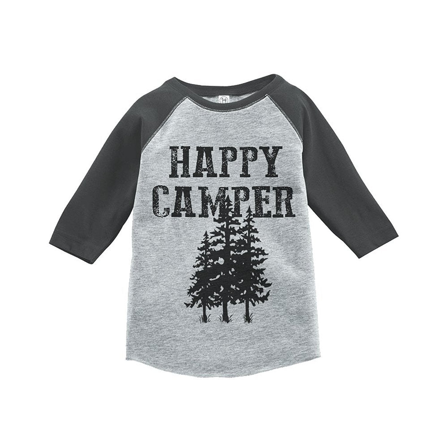 7 ate 9 Apparel Unisex Happy Camper Outdoors Raglan Tee