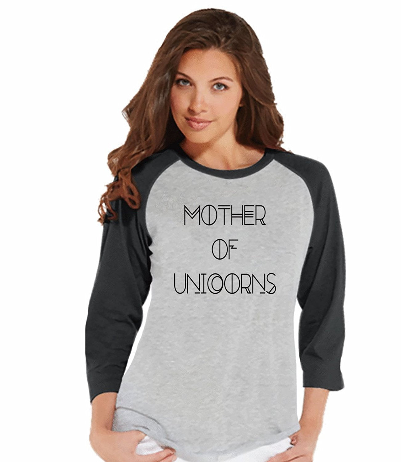 7 ate 9 Apparel Womens Mother of Unicorns Raglan Tee