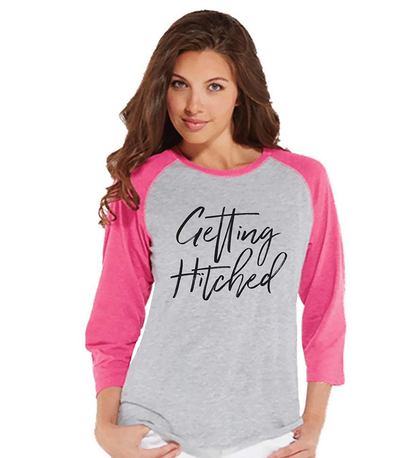 7 ate 9 Apparel Women's Getting Hitched Bride Baseball Tee