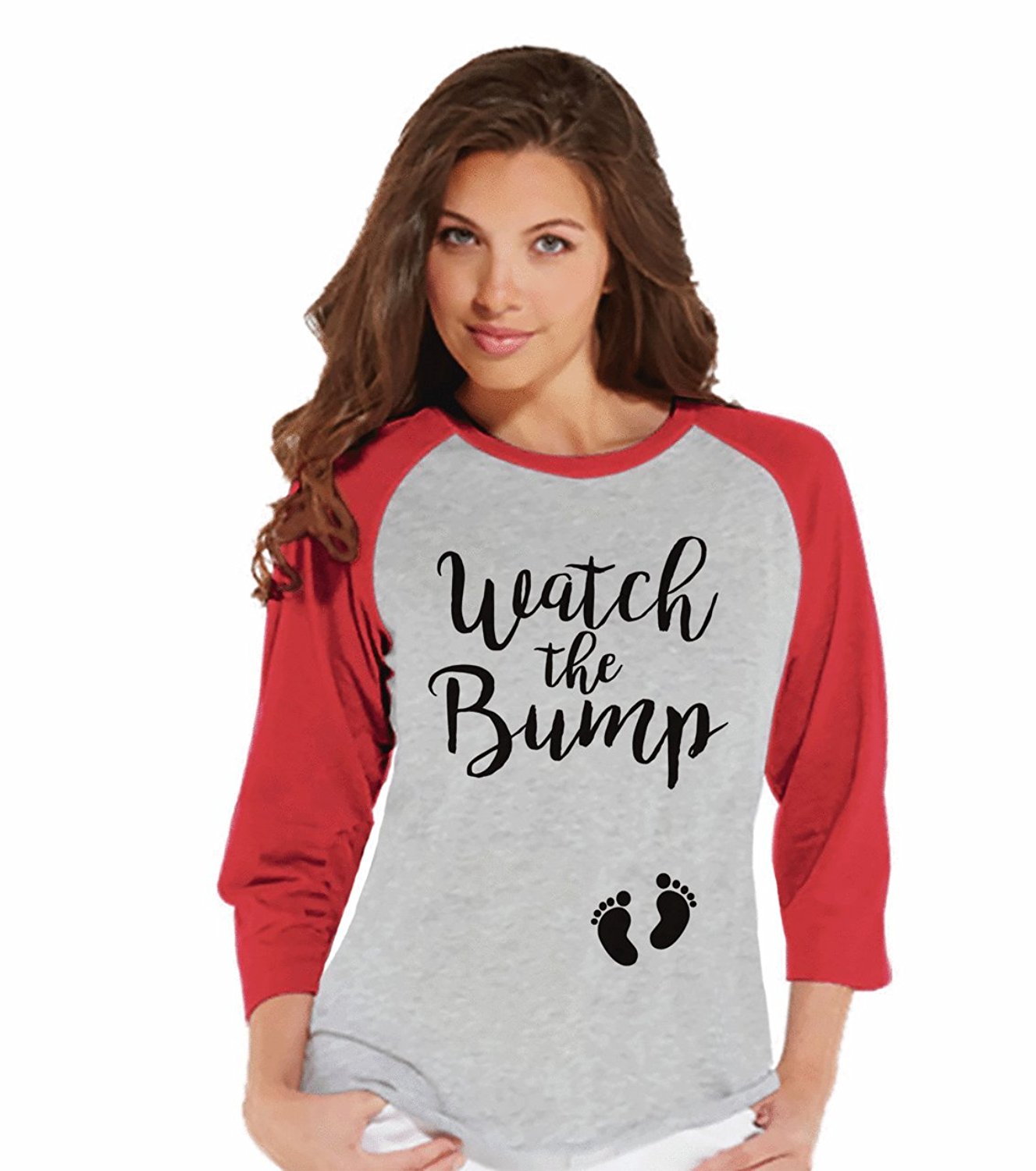 7 ate 9 Apparel Womens Watch The Bump Raglan Tee