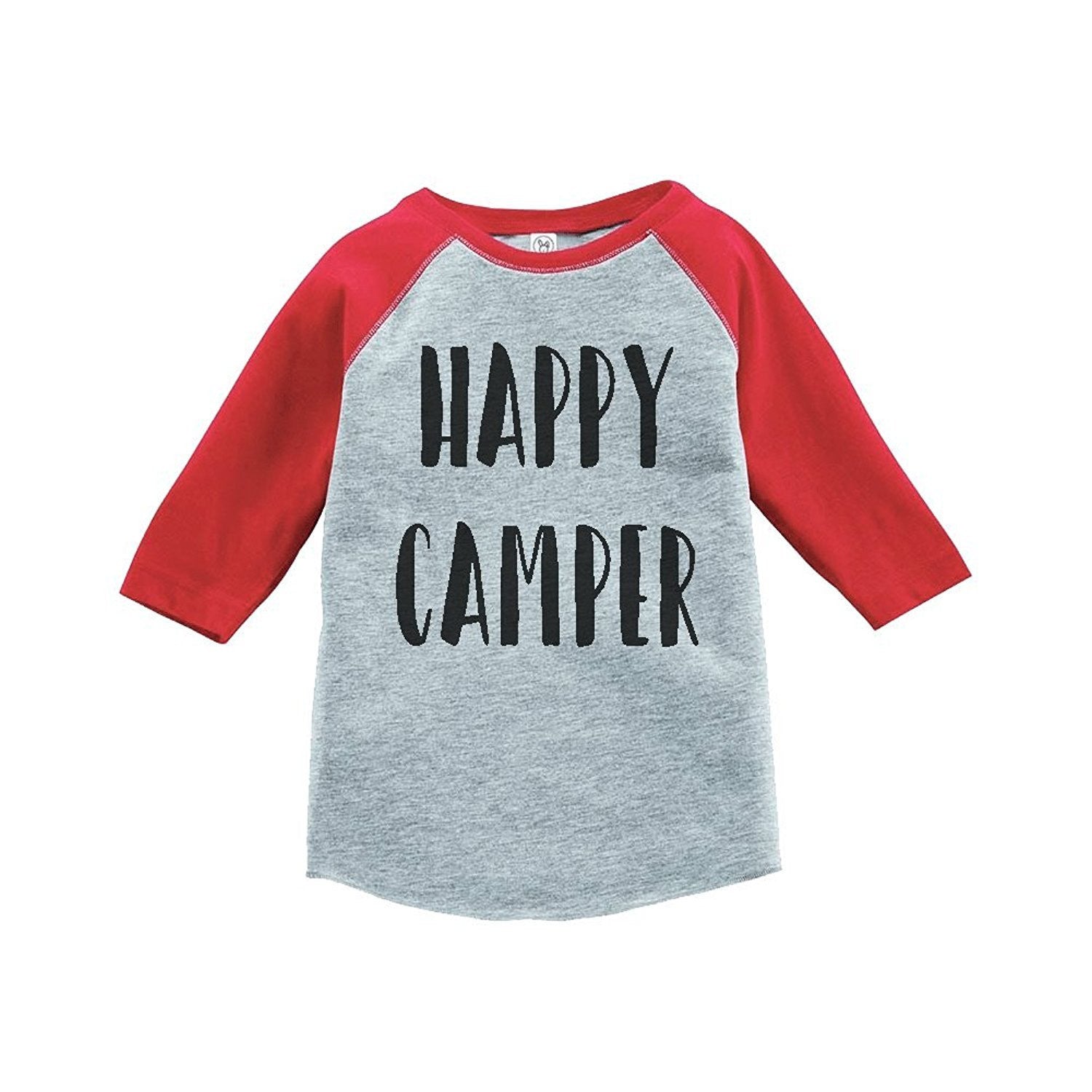 7 ate 9 Apparel Unisex Happy Camper Outdoors Raglan Tee