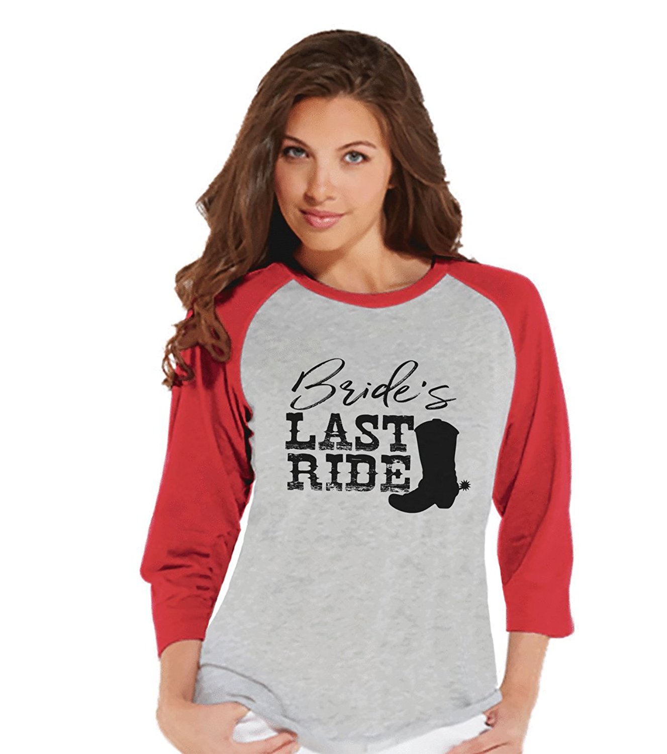 7 ate 9 Apparel Women's Bride's Last Ride Baseball Tee