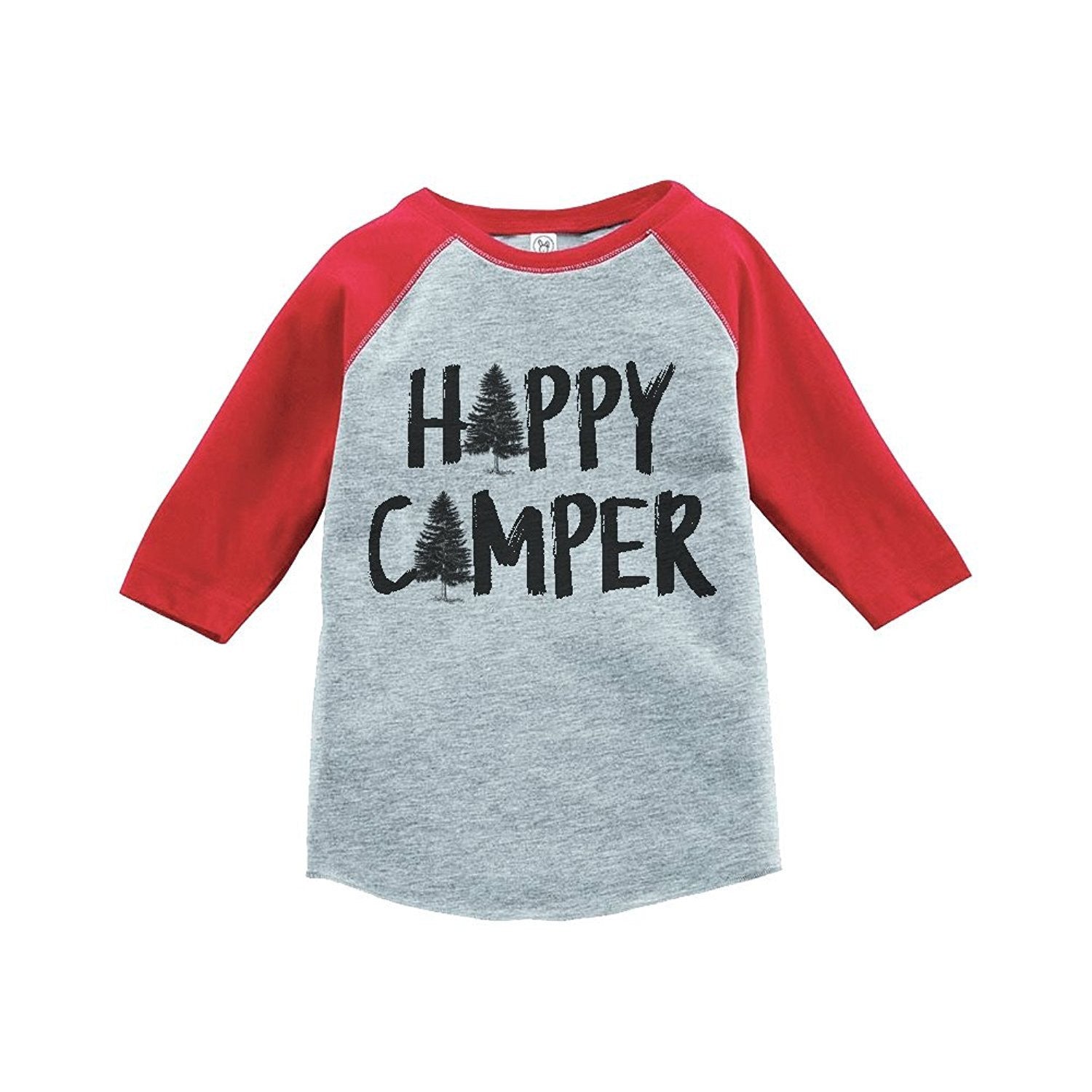 7 ate 9 Apparel Unisex Happy Camper Outdoors Raglan Tee