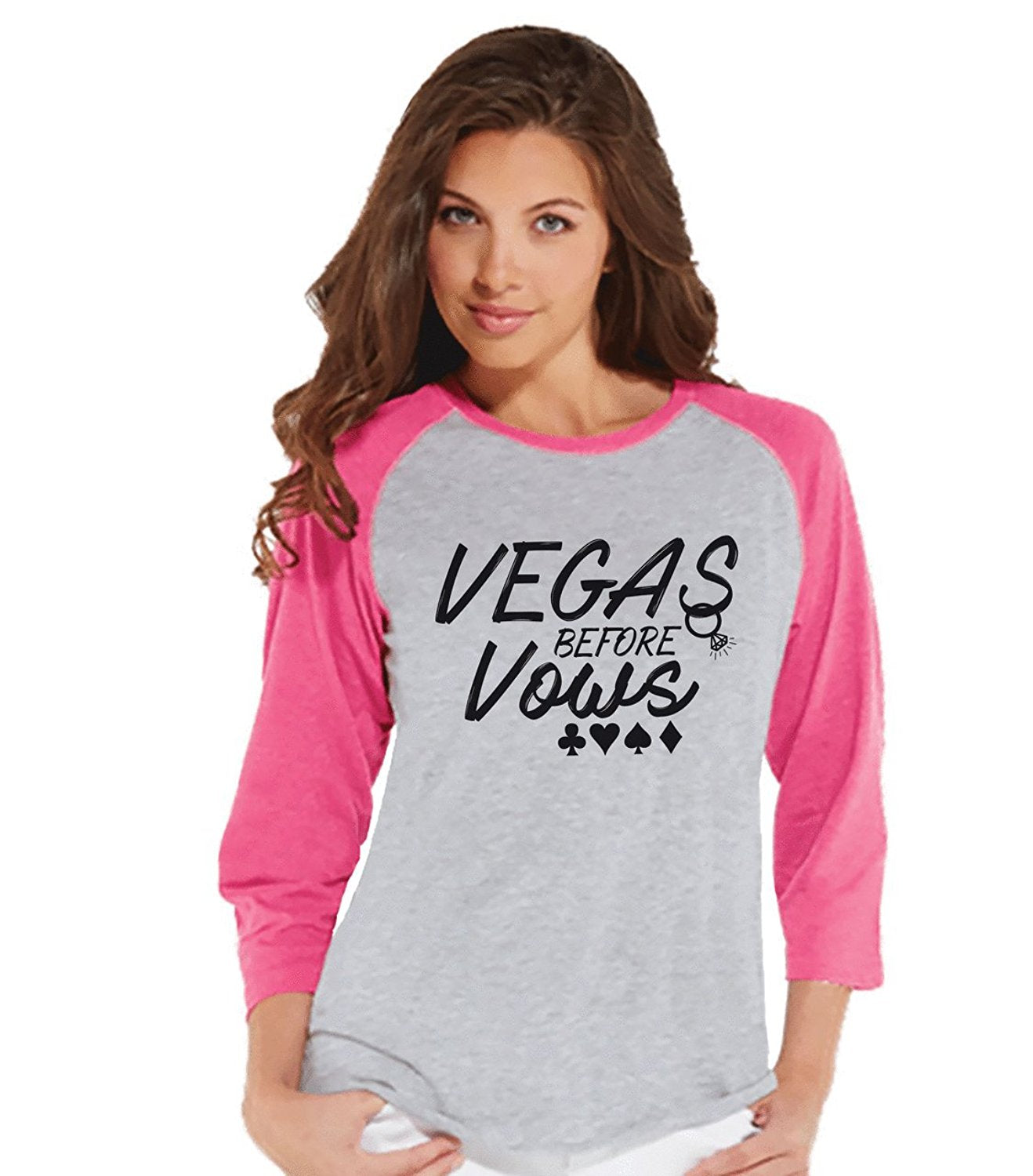 7 ate 9 Apparel Women's Vegas Wedding Baseball Tee