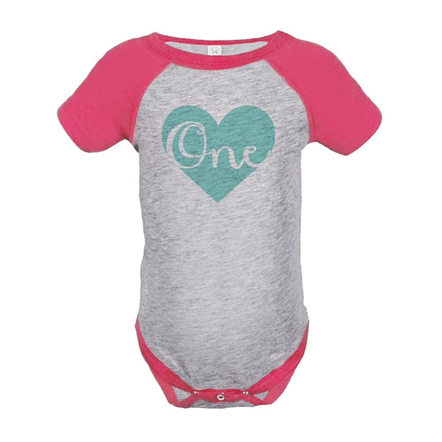 7 ate 9 Apparel Girl's First Birthday One Vintage Baseball Tee Onepiece