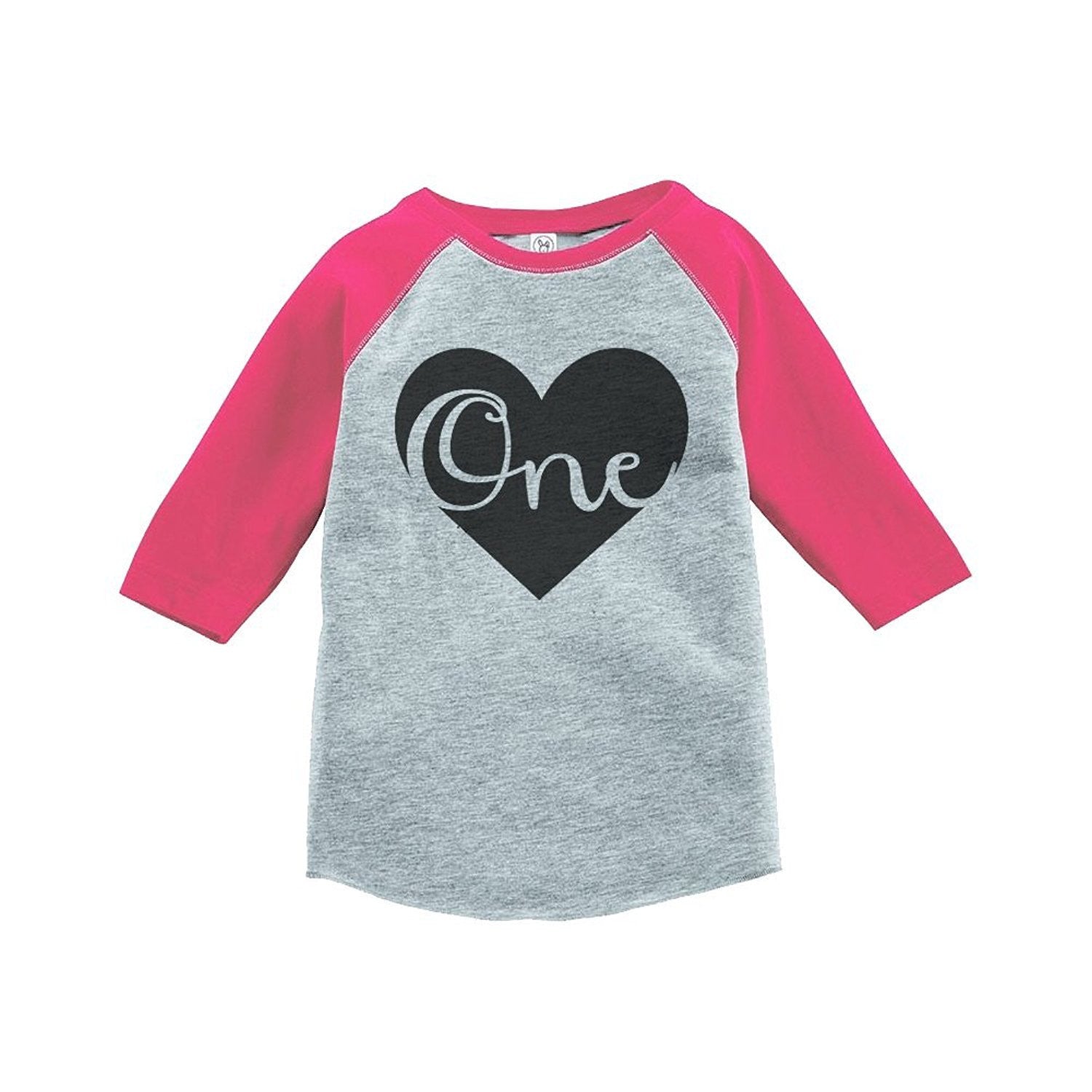 7 ate 9 Apparel Girls' First Birthday Vintage Baseball Tee 2T Grey and Pink