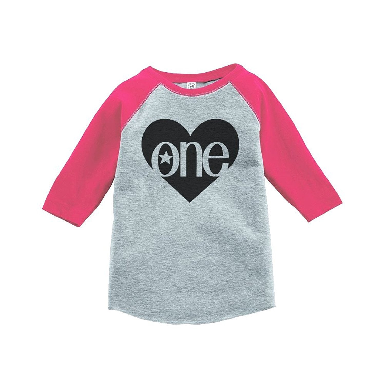 7 ate 9 Apparel Girls' First Birthday One Vintage Baseball Tee 2T Grey and Pink