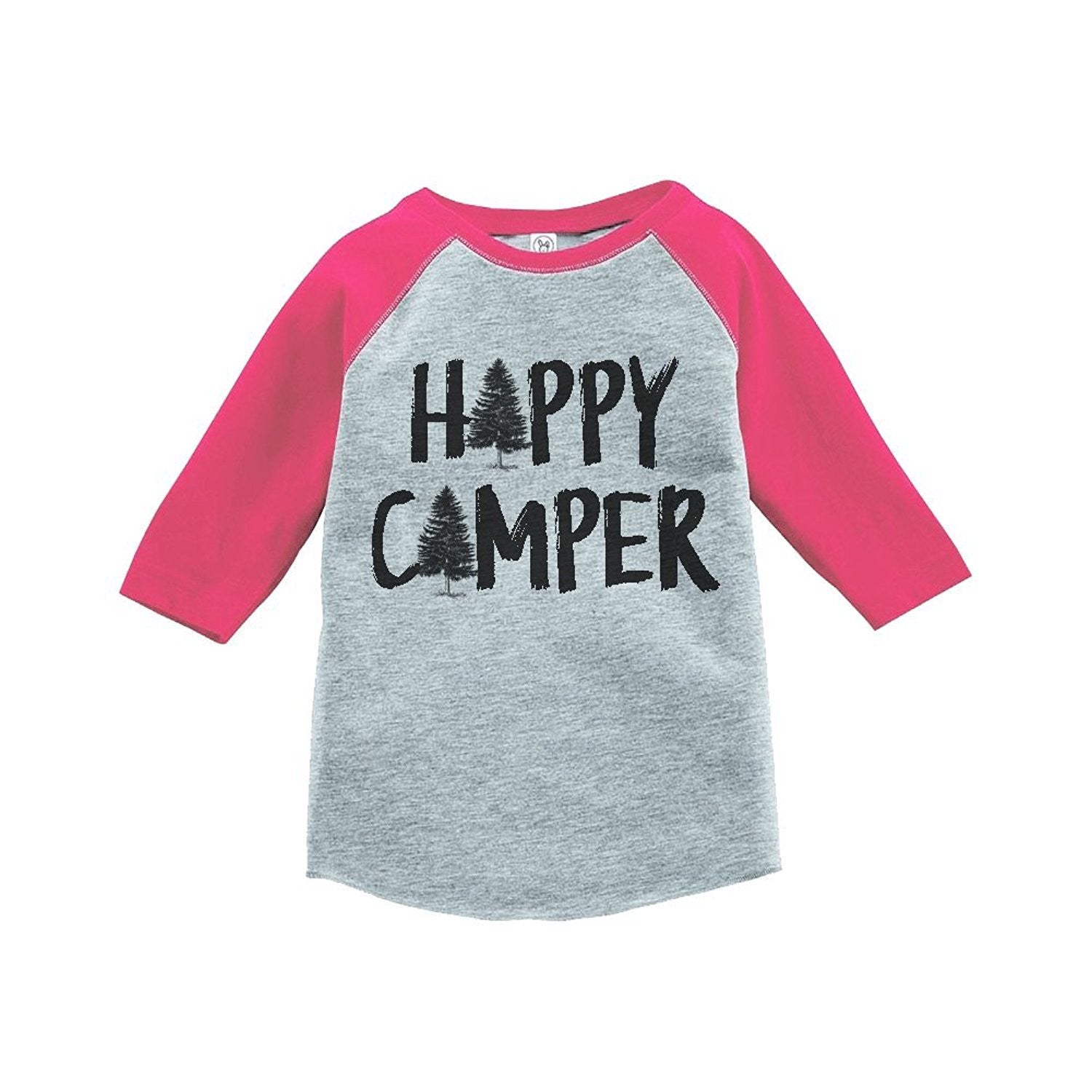 7 ate 9 Apparel Girl's Happy Camper Outdoors Raglan Tee